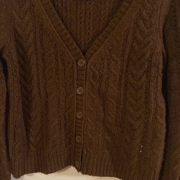 American Eagle Outfitters brown cable knit sweater cardigan - Picture 4 of 7